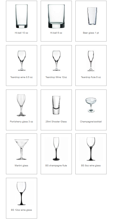 Glassware & Crockery Hire - ELM Vintage Bar Hire